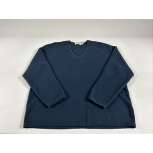 St. Croix Knits Sweater Women's Extra Large Blue  Knit 100% Pure Wool V-Neck